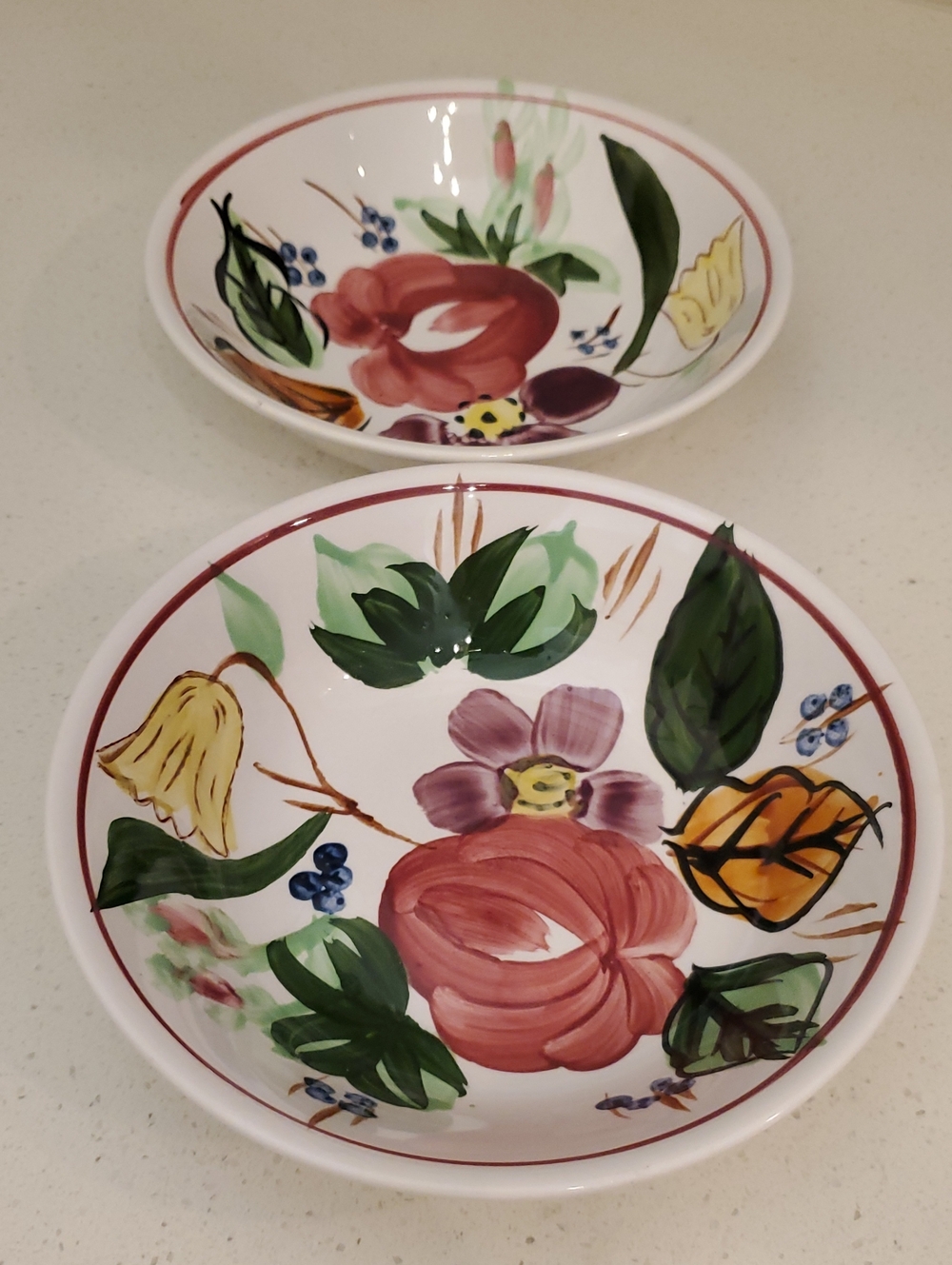 Ironstone Japan 7" Bowls Hand Painted Ovenware Set of 2